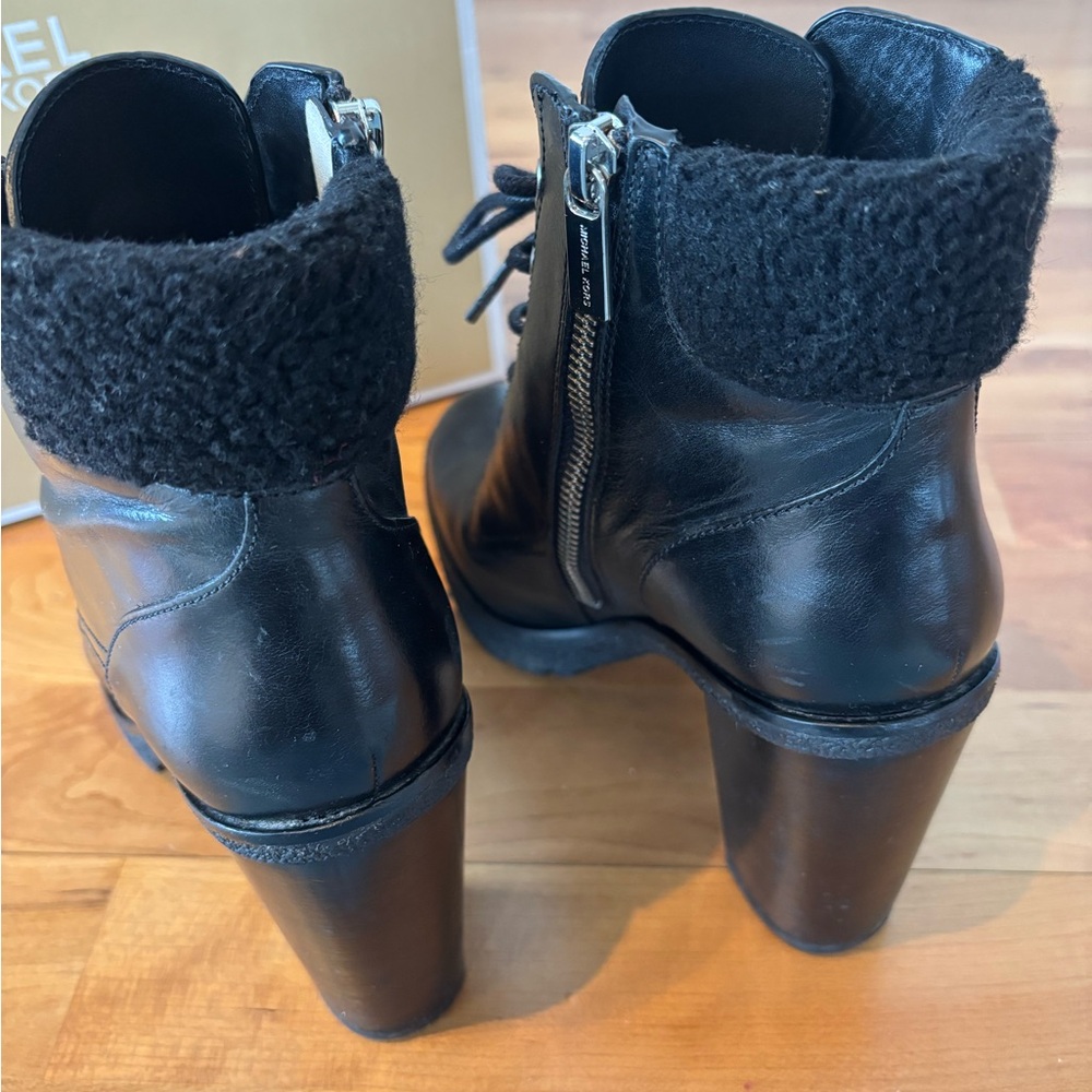 Michael Kors Black Kim Lace Up Bootie Leather Ankle Boots, 7 M - Picture 6 of 14